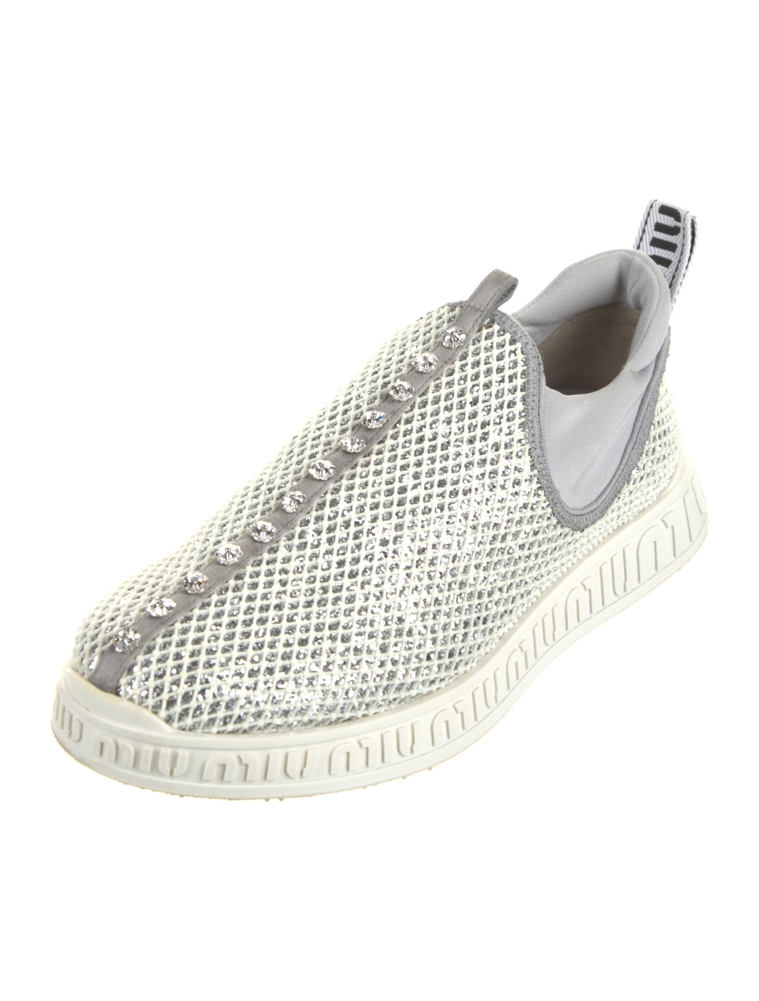 Miu Miu Glitter Crystal Embellishments Sneakers