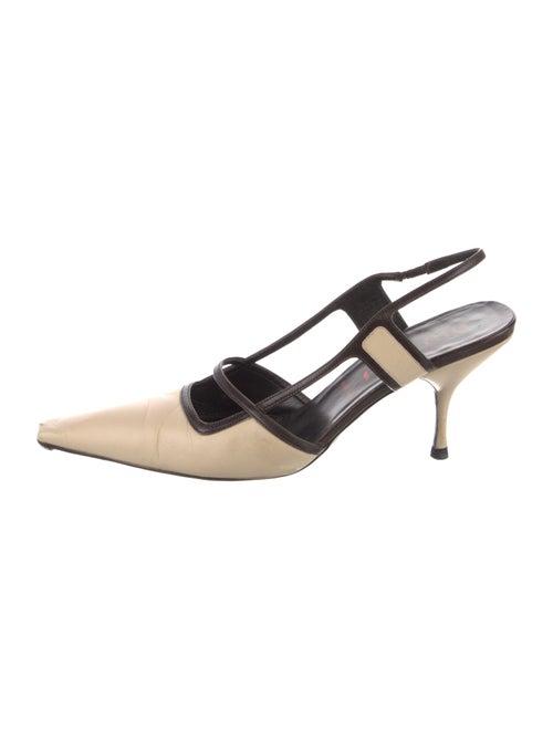 Miu Miu Leather Cutout Accent Slingback Pumps