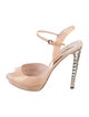 Miu Miu Patent Leather Crystal Embellishments Sandals