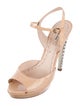 Miu Miu Patent Leather Crystal Embellishments Sandals