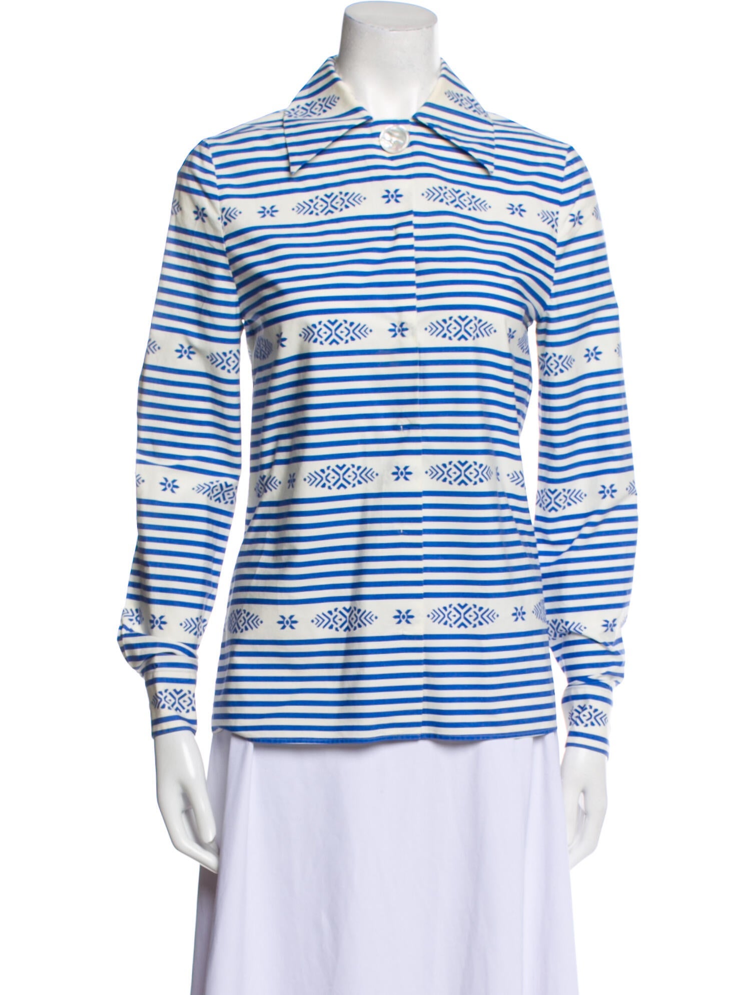 Miu Miu 2015 Striped Button-Up Top