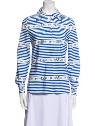 Miu Miu 2015 Striped Button-Up Top