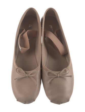 Miu Miu Leather Bow Accents Ballet Flats