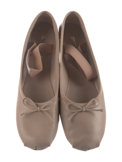 Miu Miu Leather Bow Accents Ballet Flats