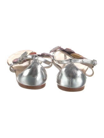 Miu Miu Leather Glitter Accents Slingback Sandals