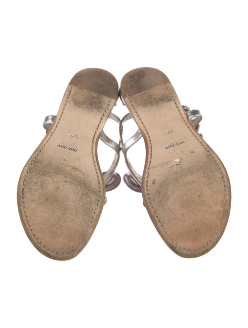 Miu Miu Leather Glitter Accents Slingback Sandals
