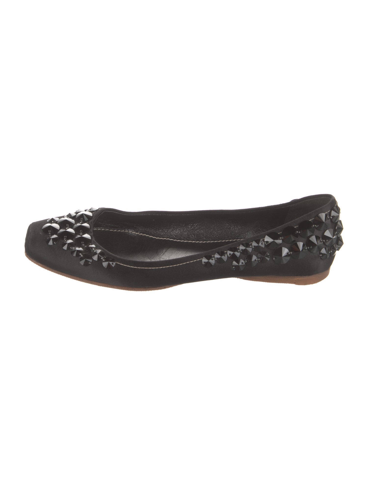 Miu Miu Satin Studded Accents Ballet Flats