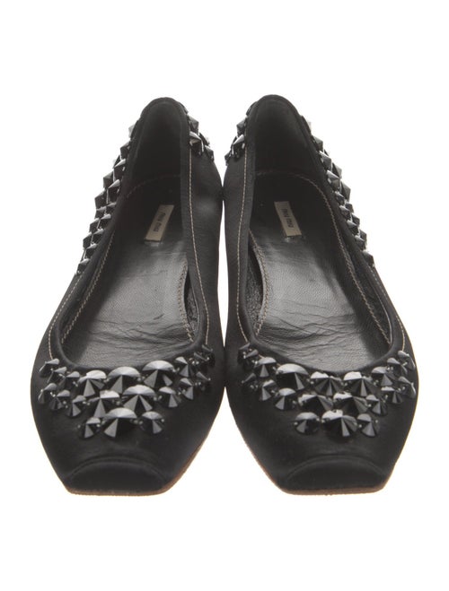 Miu Miu Satin Studded Accents Ballet Flats