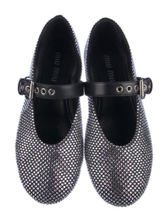 Miu Miu Crystal Embellishments Mary Jane Flats