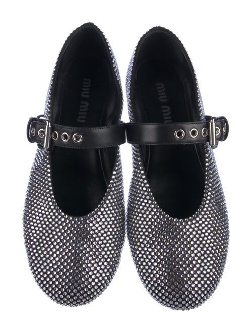Miu Miu Crystal Embellishments Mary Jane Flats