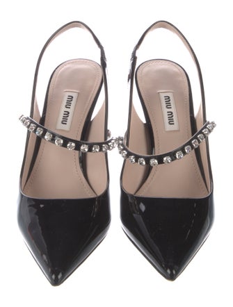Miu Miu Patent Leather Printed Slingback Pumps