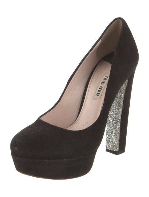 Miu Miu Suede Glitter Accents Pumps