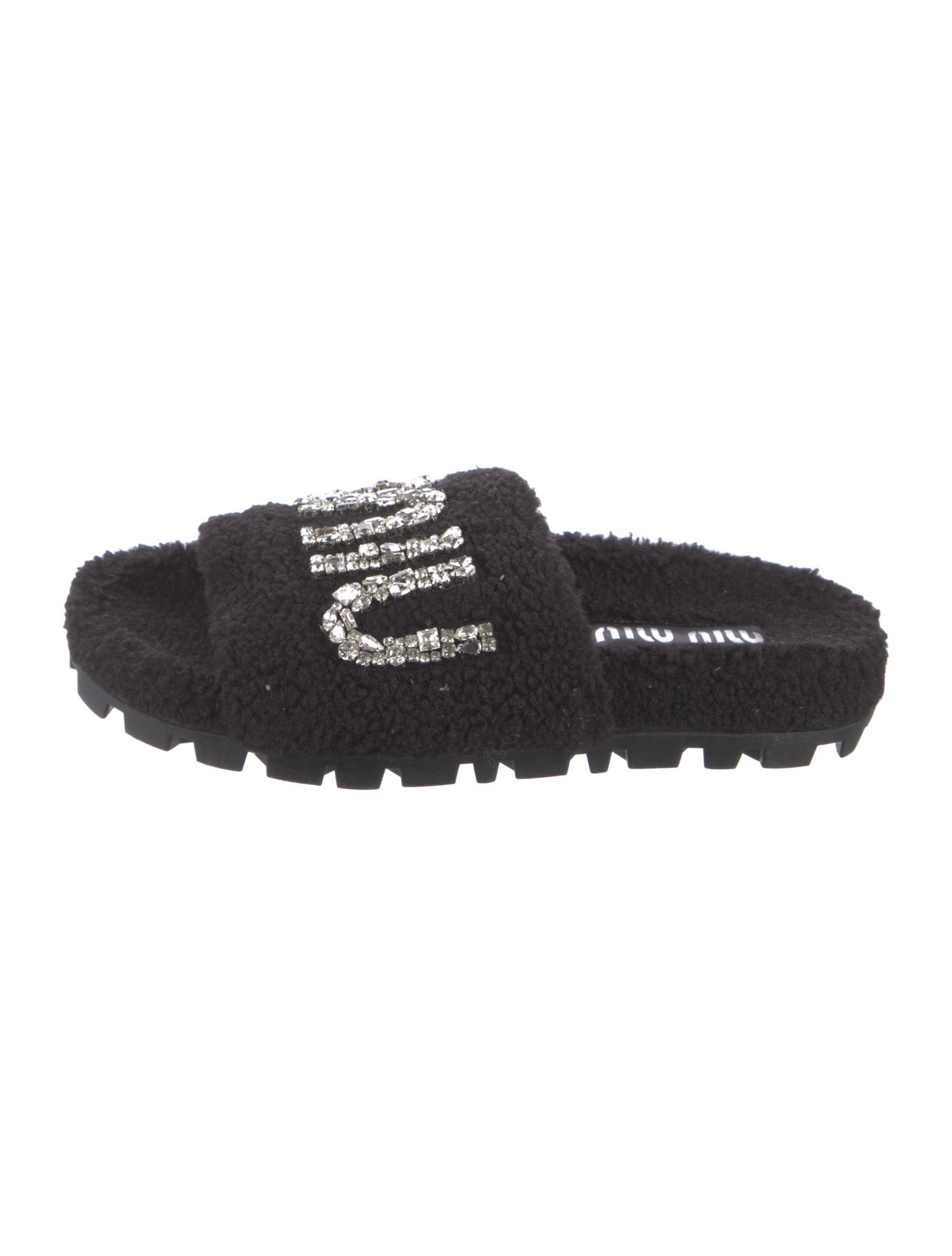 Miu Miu Shearling Printed Slides
