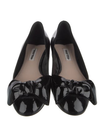 Miu Miu Patent Leather Bow Accents Flats