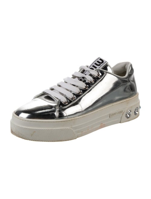 Miu Miu Patent Leather Crystal Embellishments Sneakers