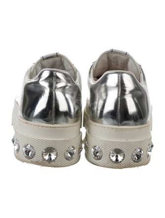 Miu Miu Patent Leather Crystal Embellishments Sneakers