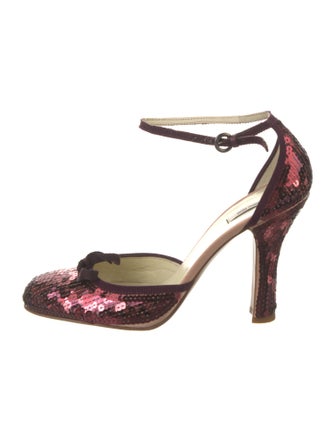 Miu Miu Sequins Floral Print D'Orsay Pumps