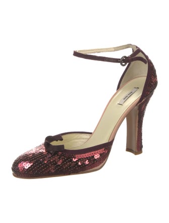 Miu Miu Sequins Floral Print D'Orsay Pumps
