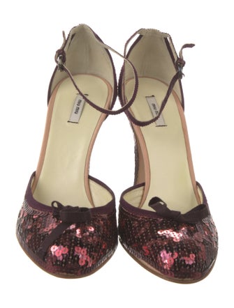 Miu Miu Sequins Floral Print D'Orsay Pumps