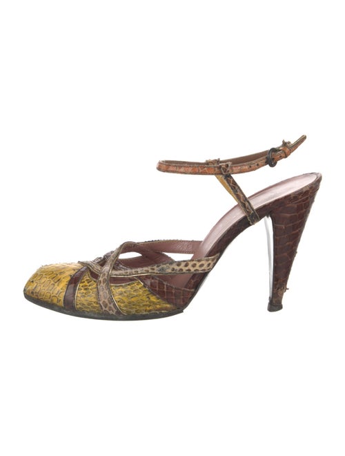 Miu Miu Snakeskin Animal Print Slingback Pumps