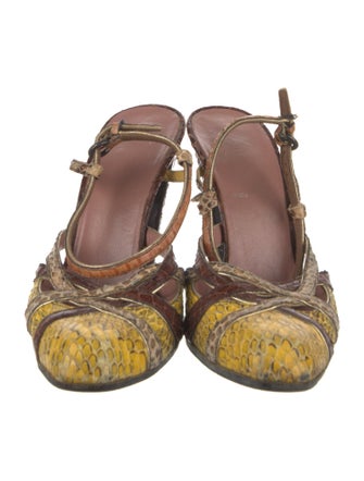Miu Miu Snakeskin Animal Print Slingback Pumps