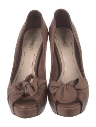 Miu Miu Leather Floral Print Slingback Sandals