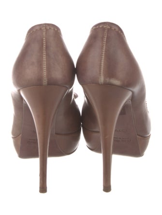 Miu Miu Leather Floral Print Slingback Sandals