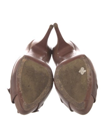 Miu Miu Leather Floral Print Slingback Sandals