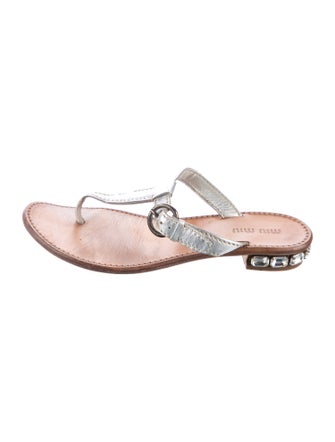 Miu Miu Leather Crystal Embellishments Slides