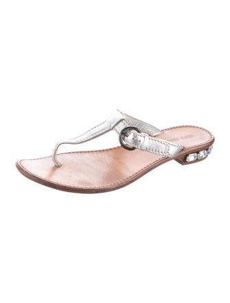 Miu Miu Leather Crystal Embellishments Slides