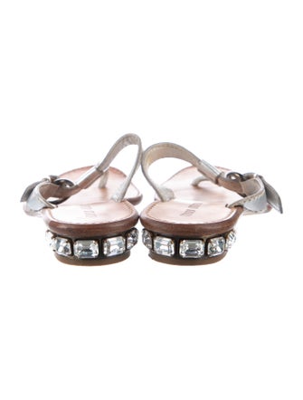 Miu Miu Leather Crystal Embellishments Slides