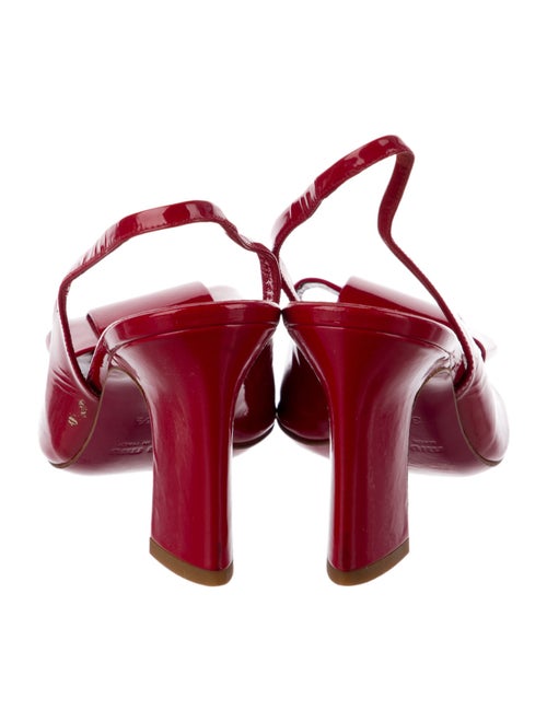 Miu Miu Patent Leather Bow Accents Slingback Sandals
