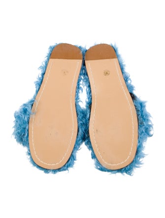 Miu Miu Faux Pearl Accents Faux Fur Slides