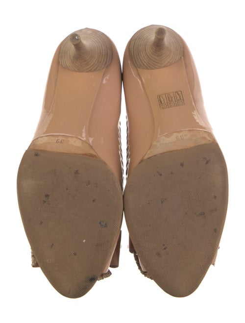 Miu Miu Patent Leather Whipstitch Trim Slingback Sandals