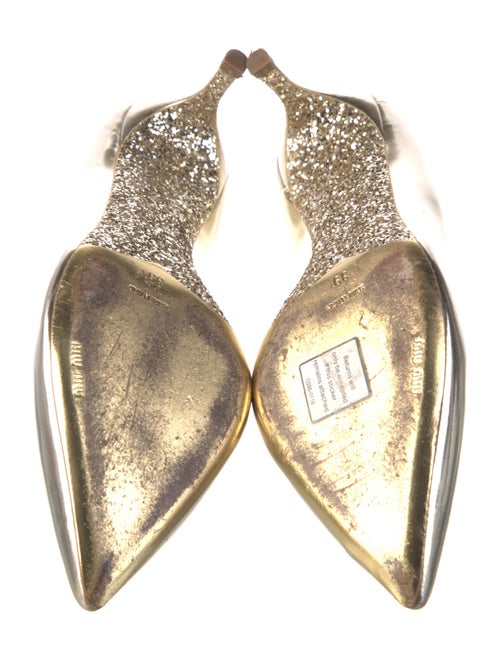 Miu Miu Leather Glitter Accents Pumps