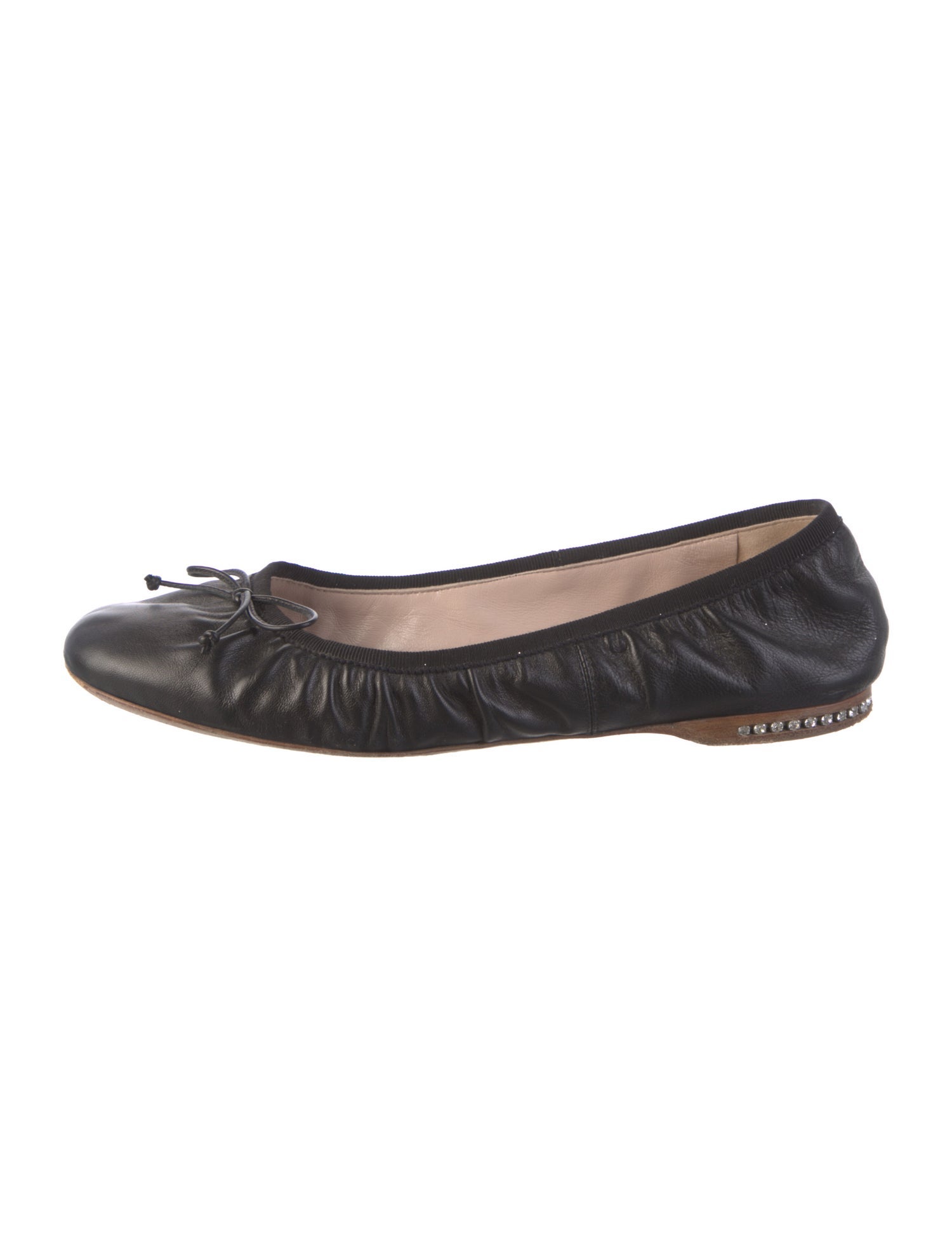 Miu Miu Leather Bow Accents Ballet Flats