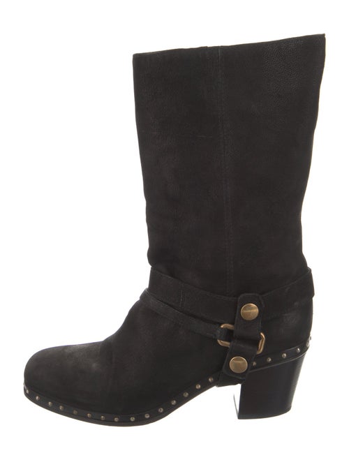 Miu Miu Leather Studded Accents Moto Boots