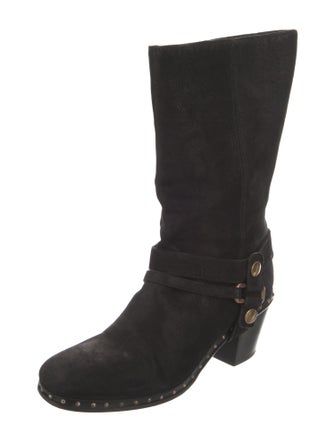 Miu Miu Leather Studded Accents Moto Boots