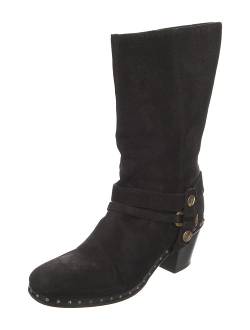 Miu Miu Leather Studded Accents Moto Boots