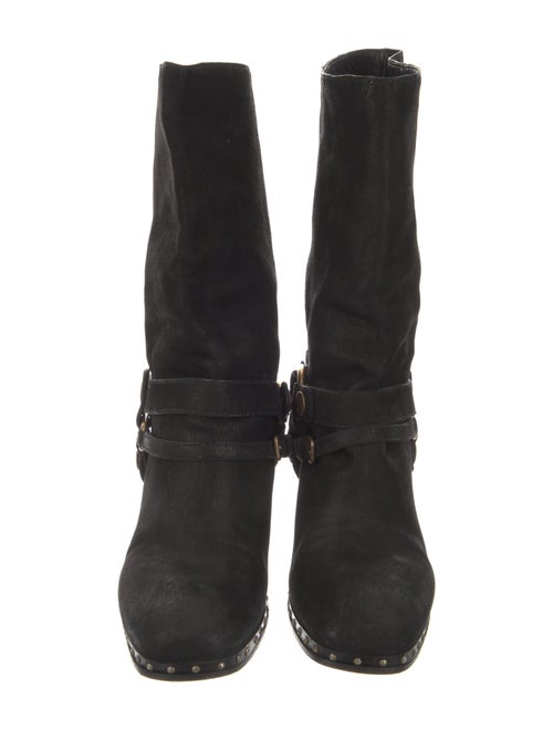 Miu Miu Leather Studded Accents Moto Boots