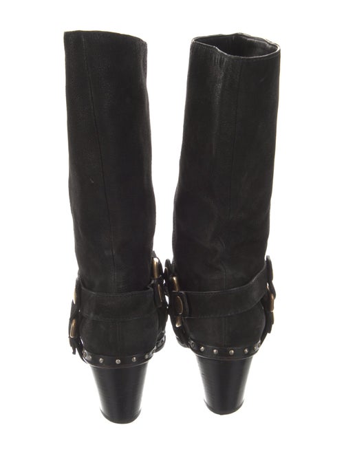 Miu Miu Leather Studded Accents Moto Boots