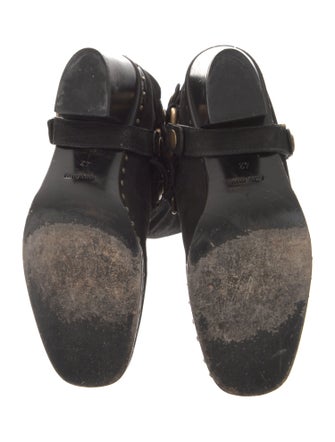 Miu Miu Leather Studded Accents Moto Boots