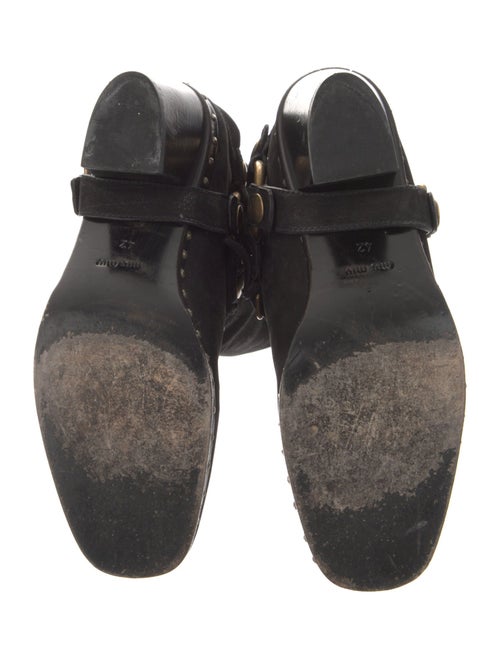 Miu Miu Leather Studded Accents Moto Boots
