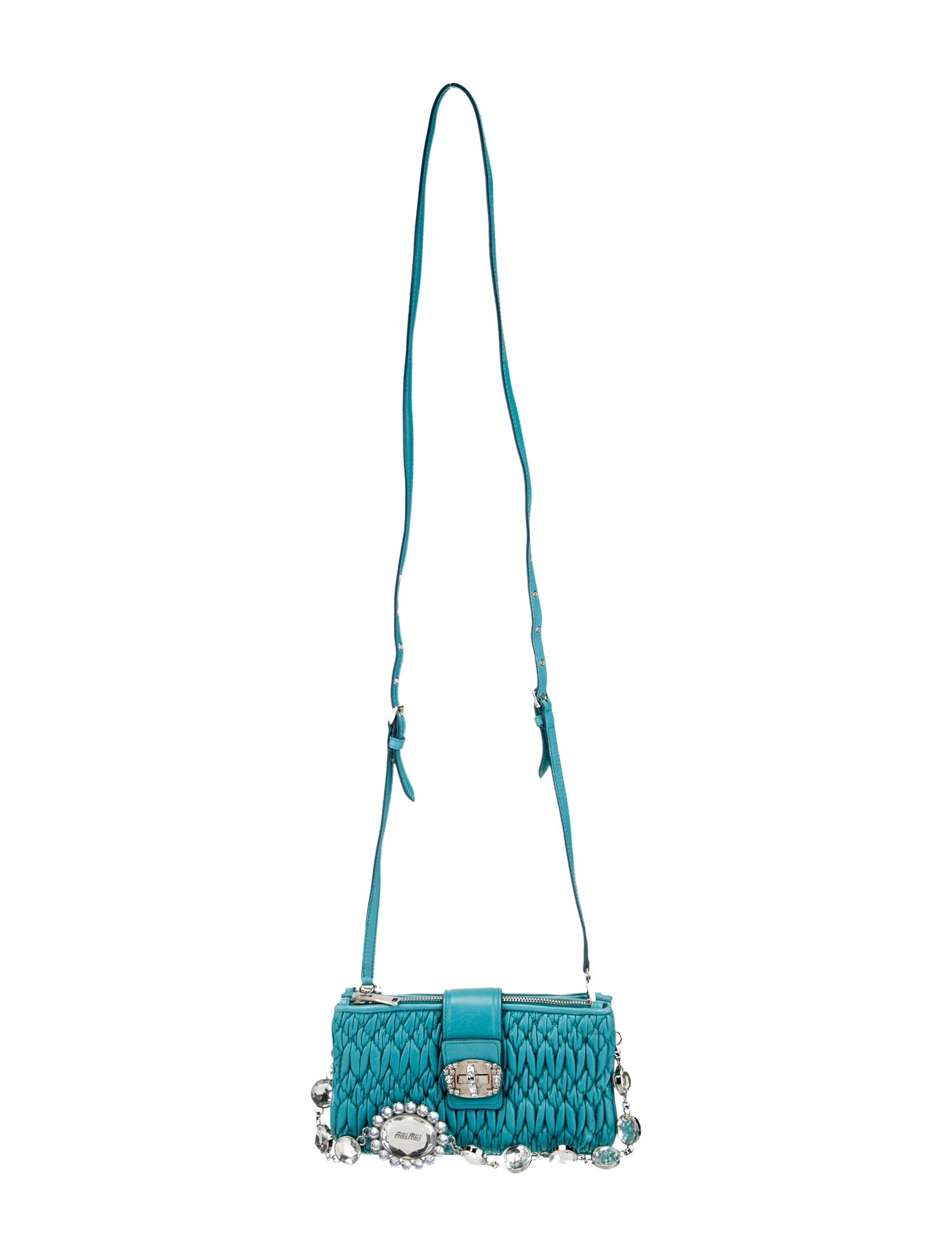 Miu Miu Leather Matelasse Crystal Crossbody Clutch