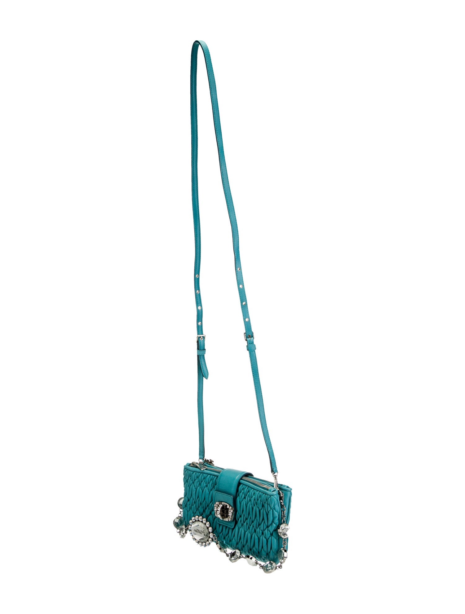 Miu Miu Leather Matelasse Crystal Crossbody Clutch