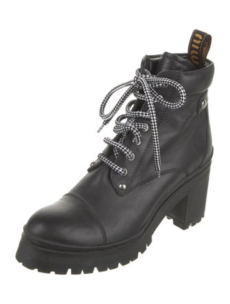Miu Miu Leather Studded Accents Combat Boots