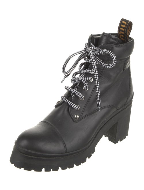Miu Miu Leather Studded Accents Combat Boots