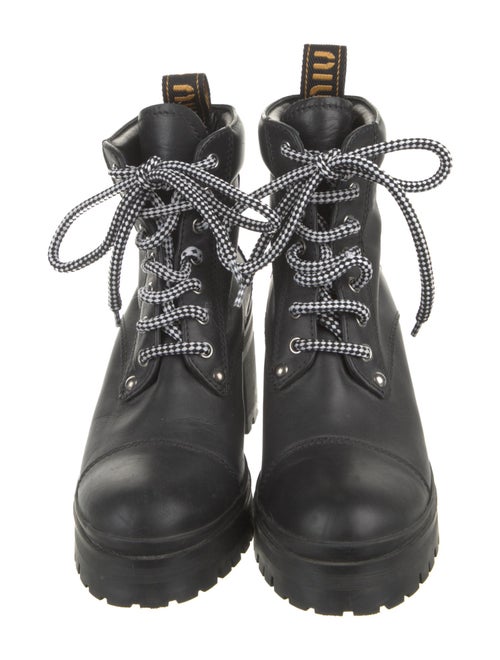 Miu Miu Leather Studded Accents Combat Boots