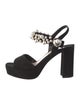 Miu Miu Faux Pearl Accents Satin Slingback Sandals
