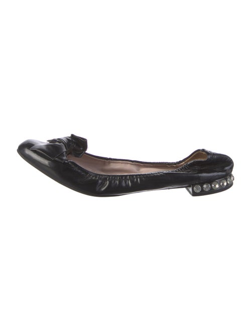 Miu Miu Patent Leather Bow Accents Ballet Flats